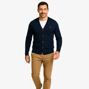 Cardigan Masculino de Tricô em Lã e Algodão