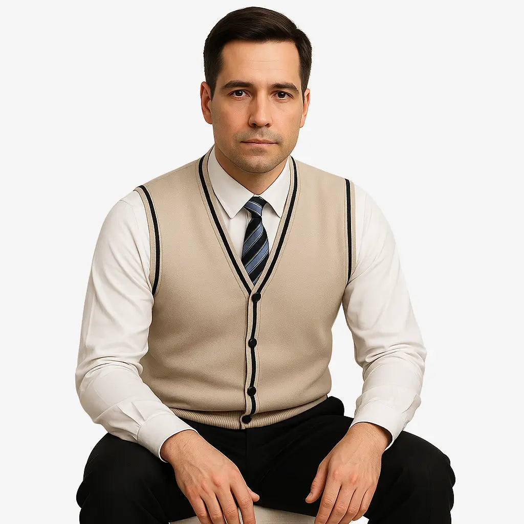 Colete Masculino Social Tricot Com Botões 