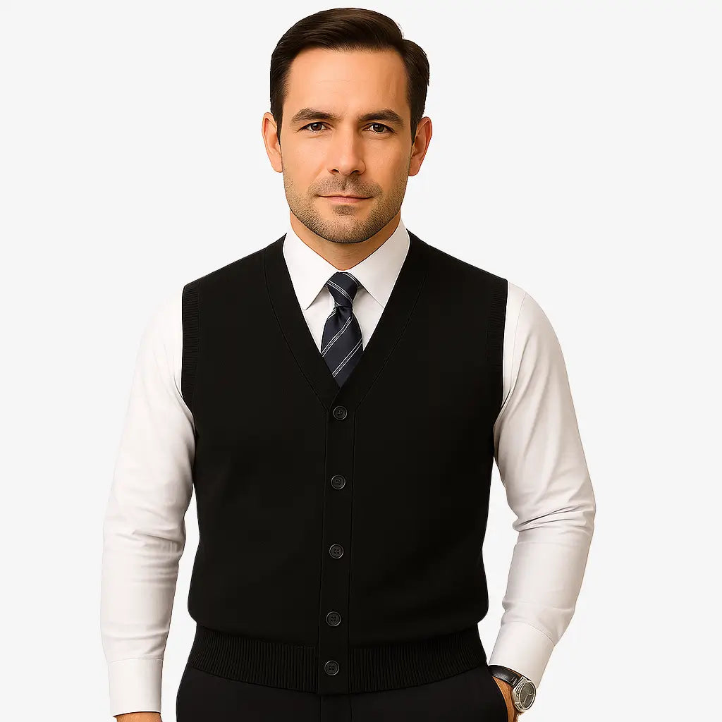 Colete Social Tricot Com Fechamento Em Botões