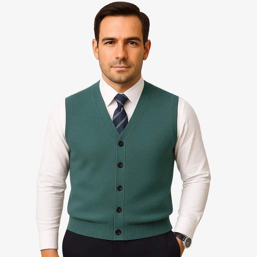 Colete Social Tricot Com Fechamento Em Botões