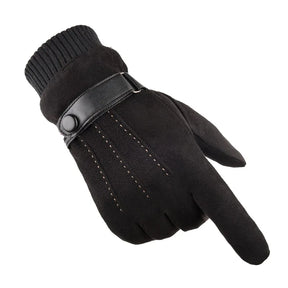 Luva Masculina Bergen em suede premium com detalhe em fivela e proteção térmica para inverno.