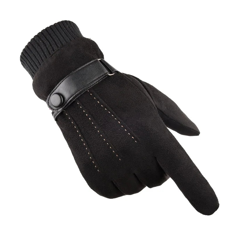 Luva Masculina Bergen em suede premium com detalhe em fivela e proteção térmica para inverno.