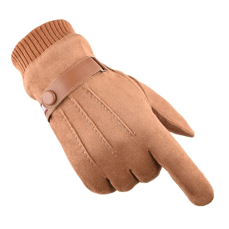Luva Masculina Bergen em suede premium com detalhe em fivela e proteção térmica para inverno.