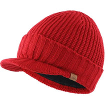 Gorro Masculino Denver em tricô canelado com aba frontal e proteção térmica para inverno.