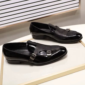 Sapato Masculino Loafer Mônaco Em Couro Envernizado Monk Strap