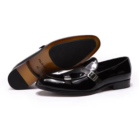 Sapato Masculino Loafer Mônaco Em Couro Envernizado Monk Strap