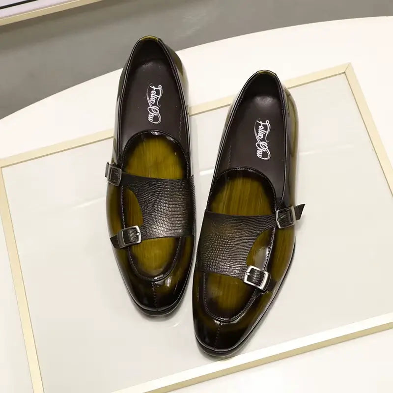 Sapato Masculino Loafer Mônaco Em Couro Envernizado Monk Strap