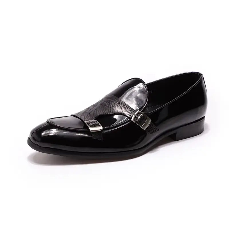 Sapato Masculino Loafer Mônaco Em Couro Envernizado Monk Strap