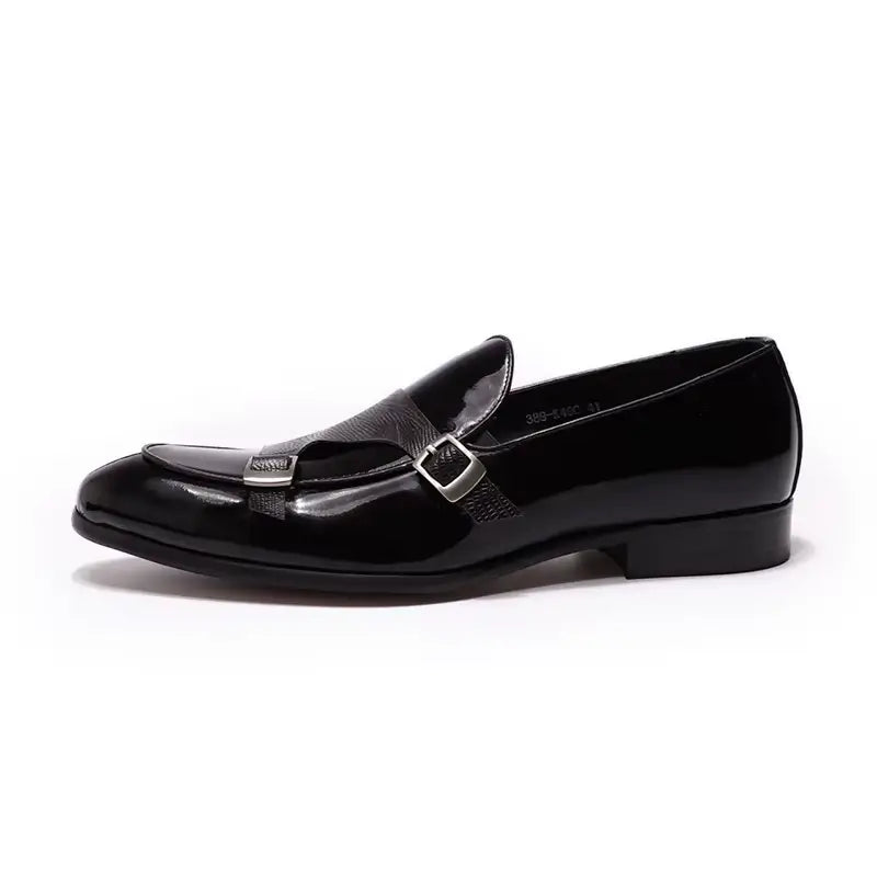 Sapato Masculino Loafer Mônaco Em Couro Envernizado Monk Strap