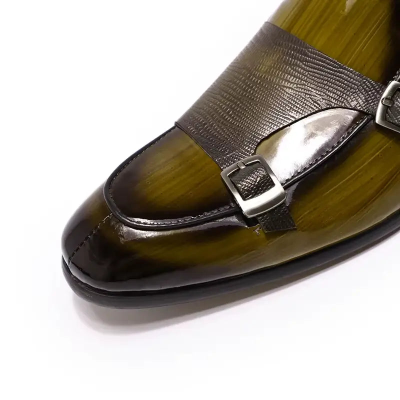 Sapato Masculino Loafer Mônaco Em Couro Envernizado Monk Strap