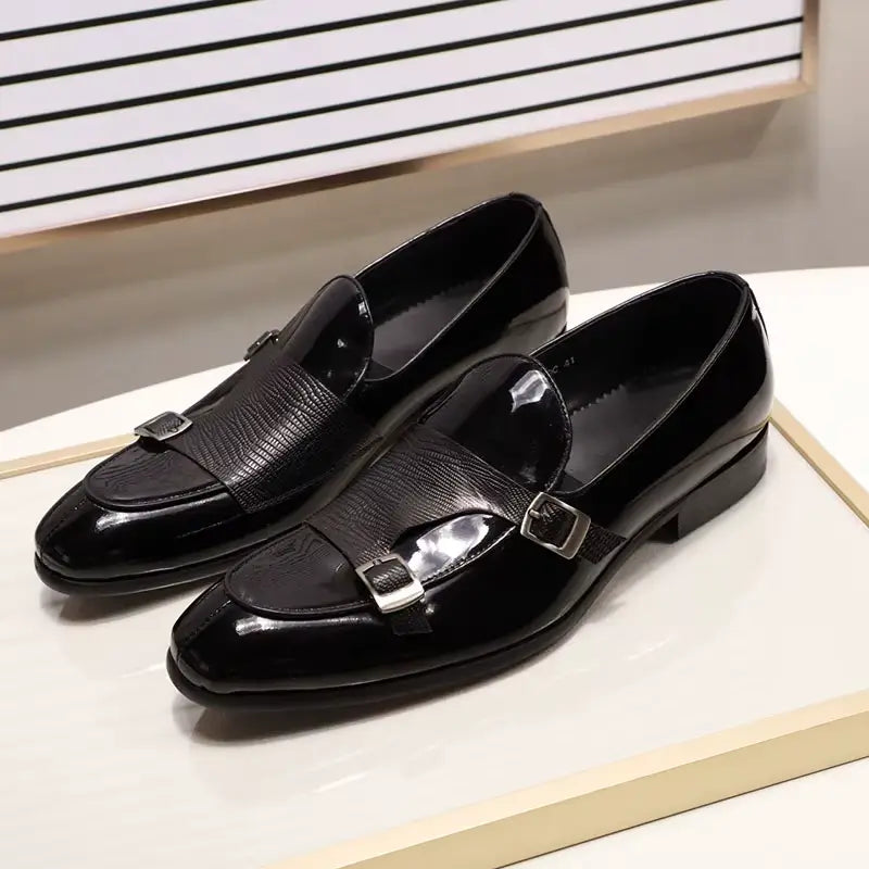 Sapato Masculino Loafer Mônaco Em Couro Envernizado Monk Strap