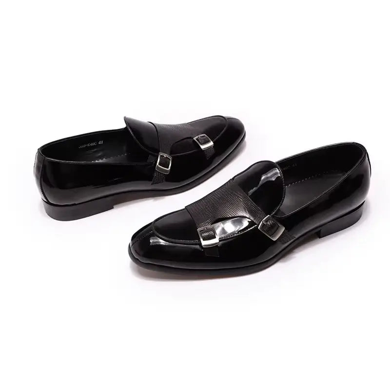 Sapato Masculino Loafer Mônaco Em Couro Envernizado Monk Strap