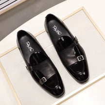 Sapato Masculino Loafer Mônaco Em Couro Envernizado Monk Strap