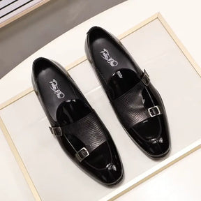 Sapato Masculino Loafer Mônaco Em Couro Envernizado Monk Strap