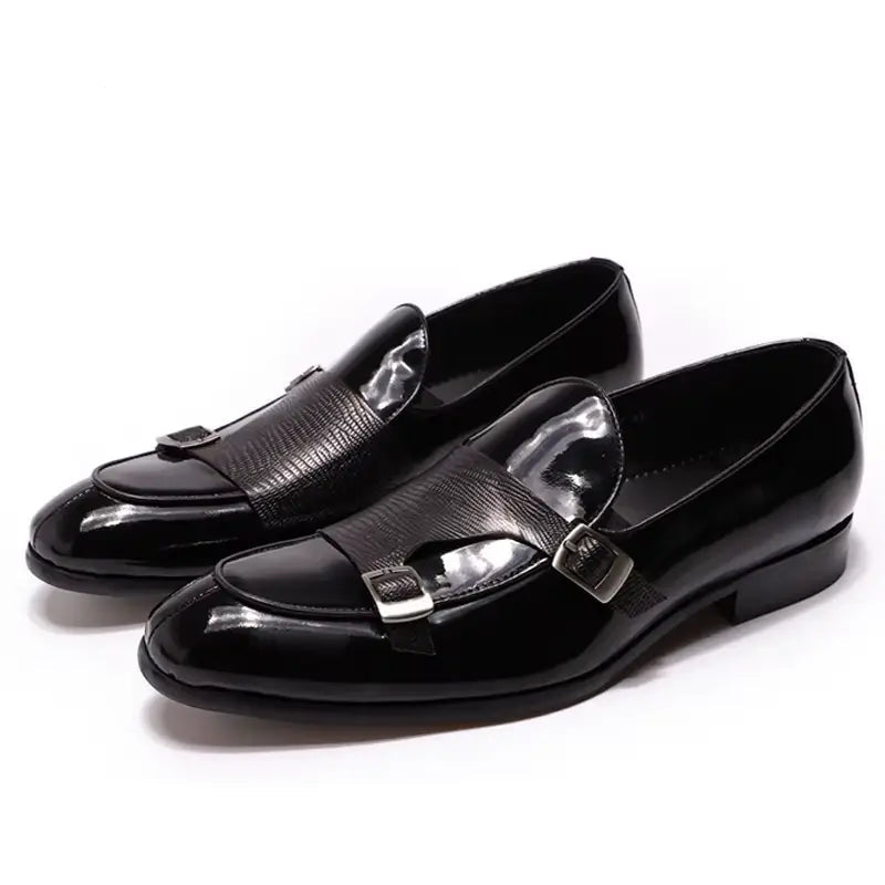 Sapato Masculino Loafer Mônaco Em Couro Envernizado Monk Strap