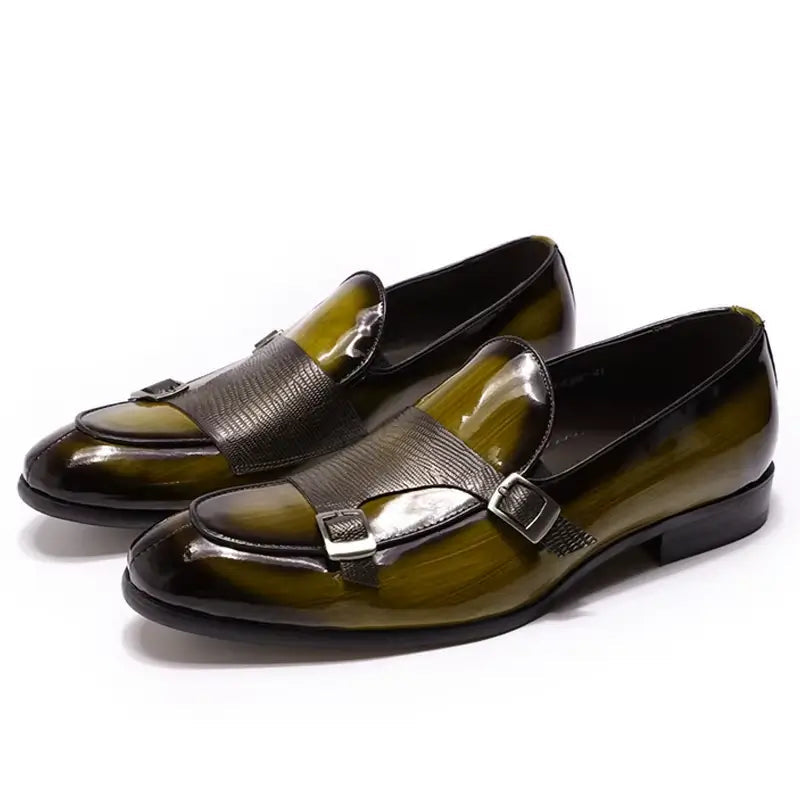 Sapato Masculino Loafer Mônaco Em Couro Envernizado Monk Strap