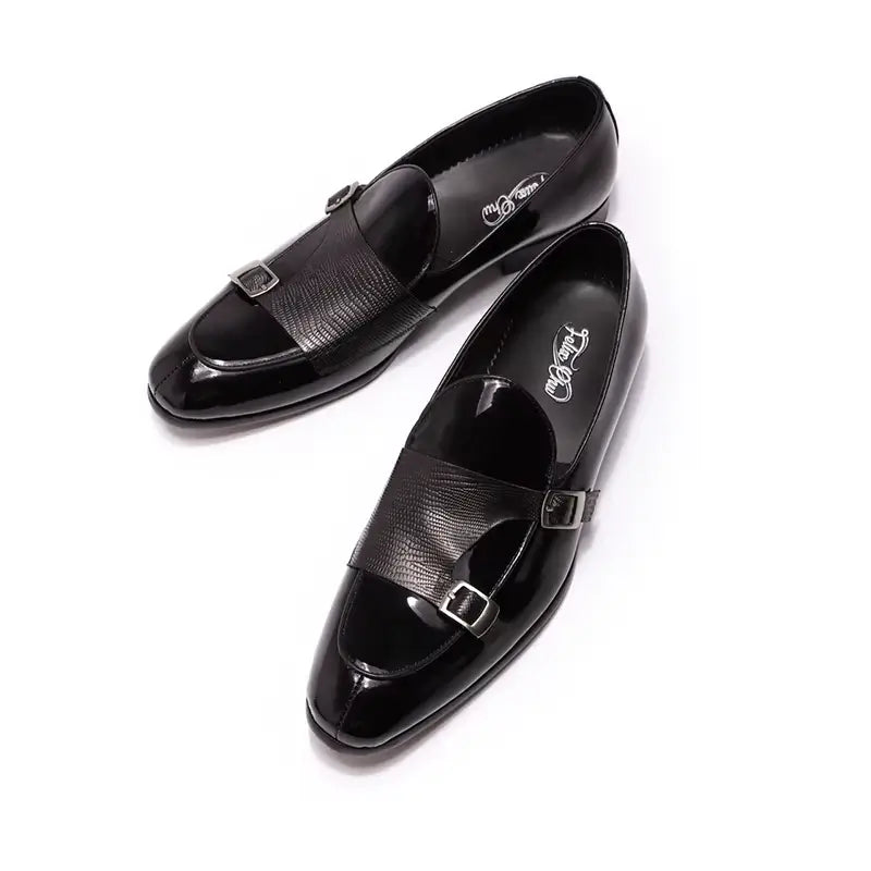 Sapato Masculino Loafer Mônaco Em Couro Envernizado Monk Strap