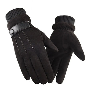 Luva Masculina Bergen em suede premium com detalhe em fivela e proteção térmica para inverno.