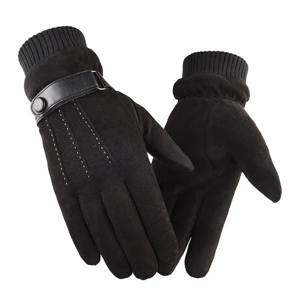 Luva Masculina Bergen em suede premium com detalhe em fivela e proteção térmica para inverno.