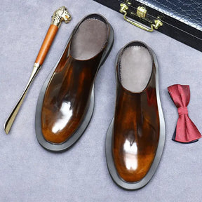Sapato Masculino Loafer Mule Em Couro Polido Premium