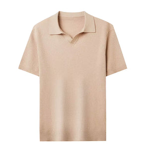Polo Masculina Respirável em Algodão Texturizado