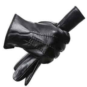 Luva Masculina preto marrom escuro em couro premium com acabamento elegante e proteção térmica para dias frios.