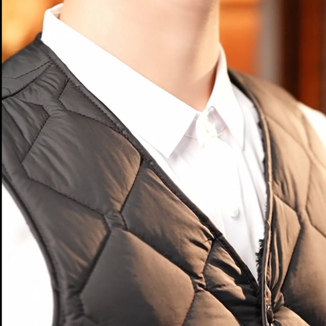 colete masculino térmico preto com botões estilo social acolchoado ideal para inverno e uso elegante