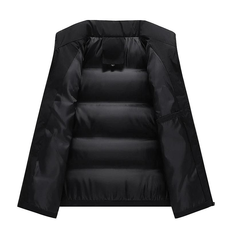 colete masculino puffer com zíper e bolsos frontais estilo minimalista para inverno