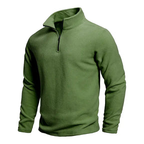 suéter masculino fleece azul claro meio zíper gola alta inverno térmico confortável
