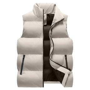colete masculino puffer com zíper e bolsos frontais estilo minimalista para inverno