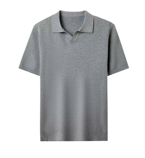 Polo Masculina Respirável em Algodão Texturizado