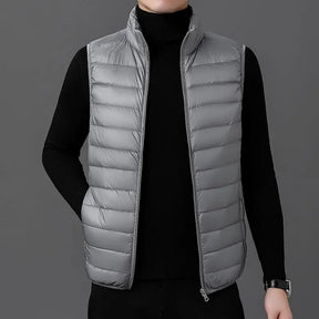 colete masculino puffer leve com design minimalista e gola alta ideal para meia estação e looks elegantes
