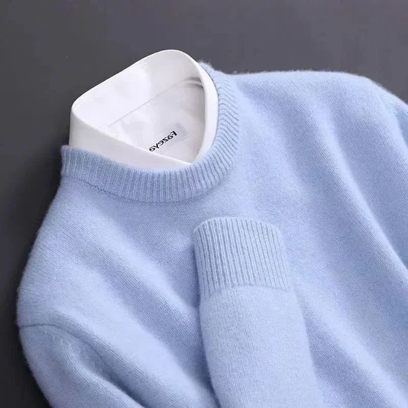 Suéter masculino oversized com gola careca e caimento moderno estilo coreano para inverno