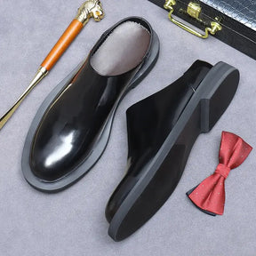 Sapato Masculino Loafer Mule Em Couro Polido Premium