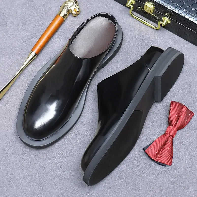 Sapato Masculino Loafer Mule Em Couro Polido Premium