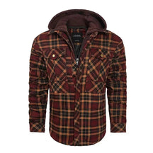 Jaqueta flanela masculina xadrez com capuz removível inverno
