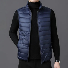 colete masculino puffer leve com design minimalista e gola alta ideal para meia estação e looks elegantes