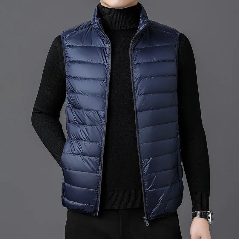 colete masculino puffer leve com design minimalista e gola alta ideal para meia estação e looks elegantes