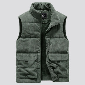 colete masculino veludo cotelê  com fleece interno e bolsos grandes estilo militar para inverno