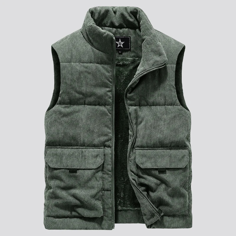 colete masculino veludo cotelê  com fleece interno e bolsos grandes estilo militar para inverno