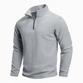 suéter masculino fleece azul claro meio zíper gola alta inverno térmico confortável