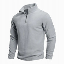 suéter masculino fleece azul claro meio zíper gola alta inverno térmico confortável