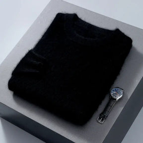 Suéter masculino  cashmere com gola careca e acabamento macio elegante para inverno