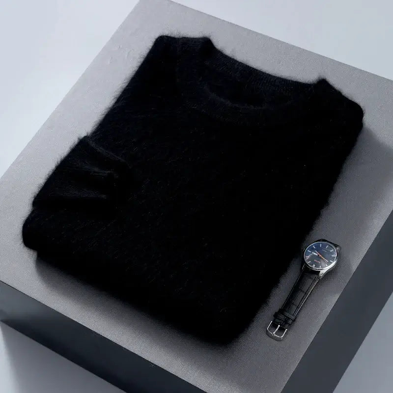 Suéter masculino  cashmere com gola careca e acabamento macio elegante para inverno