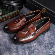 Sapato Masculino Loafer Em Couro Com Tassel