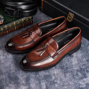 Sapato Masculino Loafer Em Couro Com Tassel