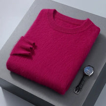 Suéter masculino  cashmere com gola careca e acabamento macio elegante para inverno