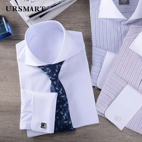 Camisa Social Masculina Business, manga longa com abotoadeira de luxo e composição de algodão egípcio