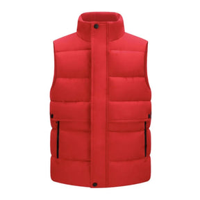 colete masculino puffer com bolsos grandes e fechamento duplo com zíper e botões estilo premium para inverno