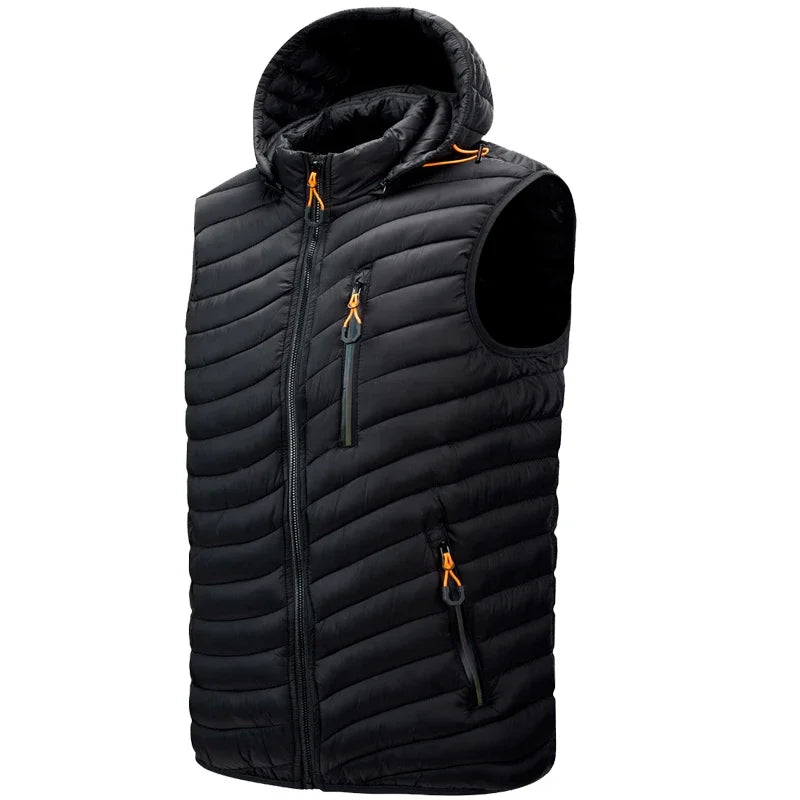 colete masculino acolchoado com capuz e zíper bolsos frontais ideal para inverno e uso casual